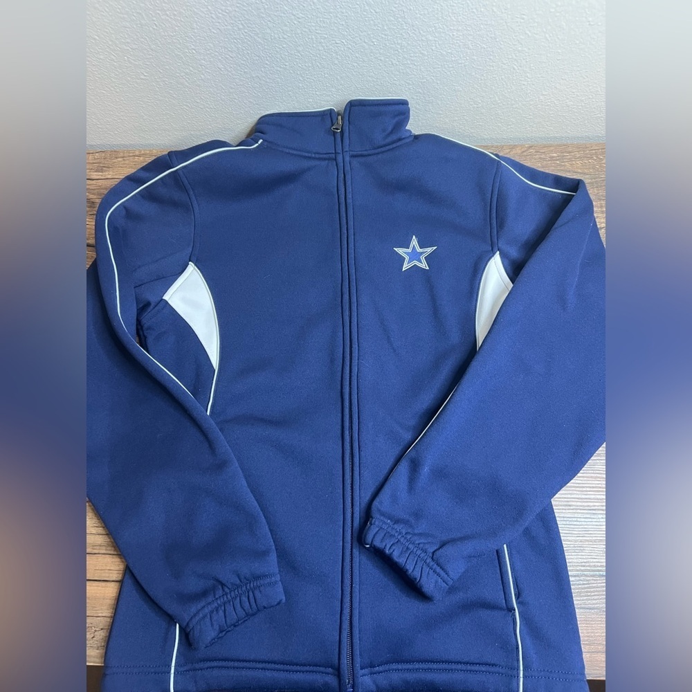 Dallas Cowboys Authentic Full Zip Fleece Jacket Navy/White Size Small